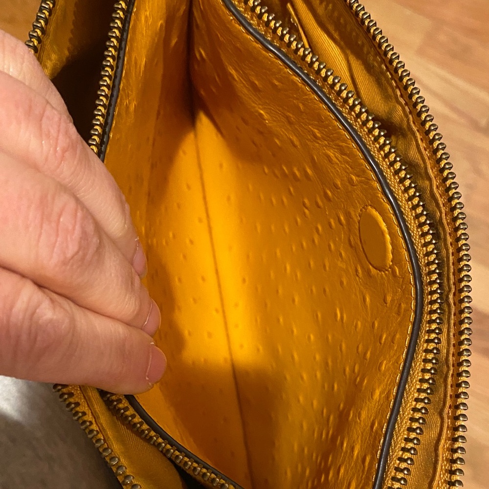 Authentic Coach Small “Ostrich” Crossbody Bag Mustard Quiet Luxury Designer - Picture 12 of 14